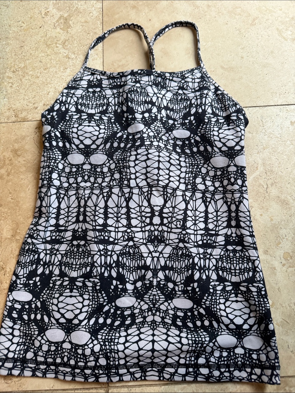 Lululemon Black & White Patterned Strappy Tank Top